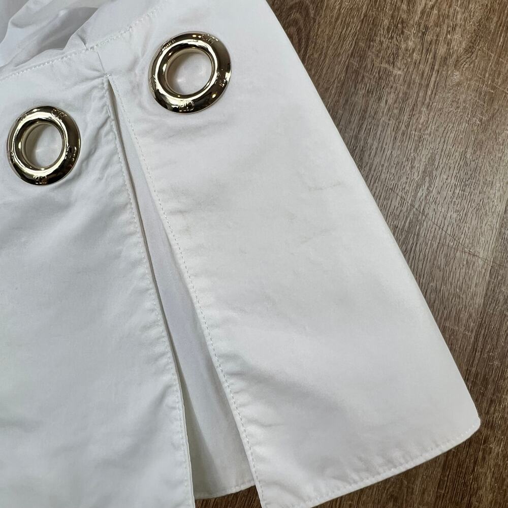 Carolina Herrera White Button Up Shirt Sleeve Ring Decal Oversized Fit - Picture 7 of 7